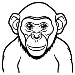 One-Line Chimpanzee Vector Design