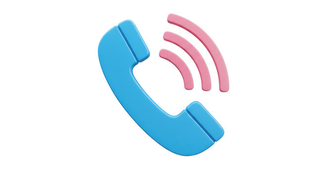 Isolated Blue Telephone Receiver with Sound Waves