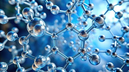 Amino acid molecules arranged in a crystalline structure with transparent glass-like surface, molecular arrangement, glassy substances