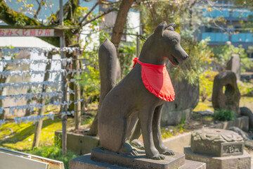 お稲荷様の像　神社　狐