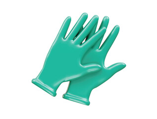 Medical surgeon hand gloves 3d illustration 3d icon. Medical hand gloves icon 3d render