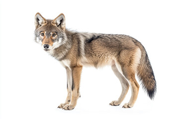 Fototapeta premium a wolf standing in the snow looking at the camera