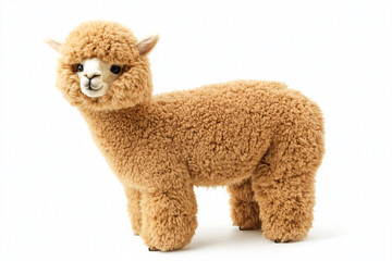Fototapeta premium a stuffed alpaca standing on a white surface