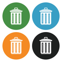 Colorful Circular Backgrounds Featuring White Trash Can Icon Illustration Design