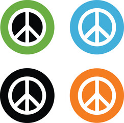 Vibrant Peace Symbol Icons Graphic Elements On A Black Background Illustration