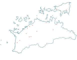 香川県　地図　白　斑点　イラスト