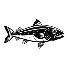 Cisco Fish Silhouette Vector Black and White Drawing Illustration