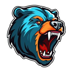 Ferocious bear head illustration showcasing sharp teeth and vibrant colors