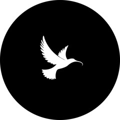 Elegant bird silhouette soaring against a dark circular backdrop depiction