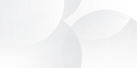 White geometric abstract background overlap layer on bright space with lines effect decoration. Modern graphic design element circles style concept for banner.