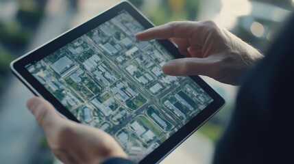 Analyzing urban planning data through aerial imagery on a digital tablet