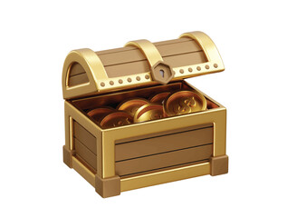 treasure chest 3d icon 3d illustration. treasure box with gold coin icon 3d render
