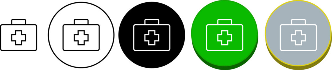 Medical kit box icon – first aid toolbox, emergency healthcare pack, doctor kit symbol for medical vector with transparent background.