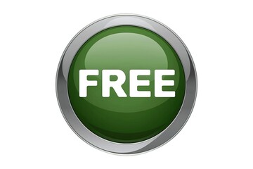 A glossy green button with the word 'FREE'
