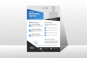 Digital Marketing business flyer design template set, flyer in a4 for business marketing blueprint, progression, proclaim, publication, cover page, professional trendy style editable flyer design