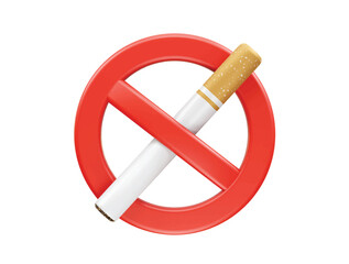 No Smoking Sign icon 3d render illustration Cigarette icon 3d rendering