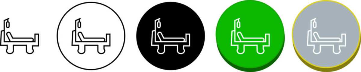 Hospital bed icon – inpatient care, rest recovery unit, emergency room symbol for healthcare facility with transparent background.