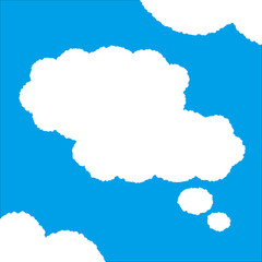 ちぎり絵のようにジワジワ滲んだラフなアウトラインの白い雲のようなフキダシ・フレームシリーズ。セリフや名札（ネーム）やワッペンに。ベクター素材