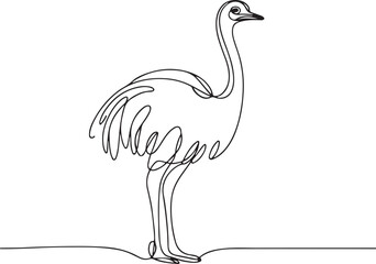 Modern Ostrich Line Drawing Vector Art