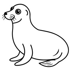 Seal in One Line Vector Art