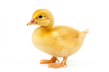 Fototapeta premium a small yellow duck standing on a white surface