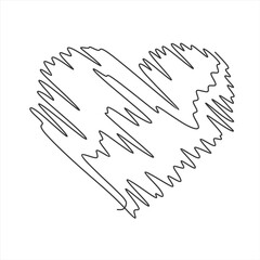 Heart shape continuous line drawing. Love linear symbol. Vector illustration isolated on white.
