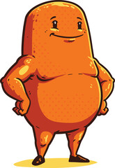 Cartoon illustration of an orange character with a confident pose