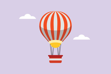 Obraz premium Hot air balloon transportation. Air transport Concept. Colored flat vector illustration isolated
