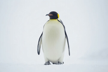 Fototapeta premium a penguin standing in the snow with its head turned