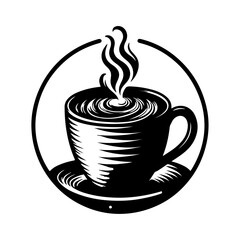 Cup of tea or coffee. Black hand drawn vector element. Best for web,
 seamless patterns, logo creating and branding design.
icon of a cup of coffee or tea in flat style on a white background
