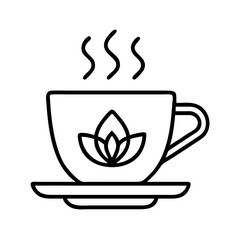 Lotus tea cup vector icon illustration, hot herbal drink with flower design, relaxation and wellness concept