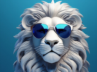 Lion wearing sunglasses 3D model