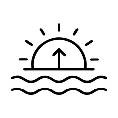 Sunrise over the ocean waves vector icon illustration for travel and nature related designs and projects