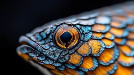 Fototapeta premium A close up of a snake's eye on a black background
