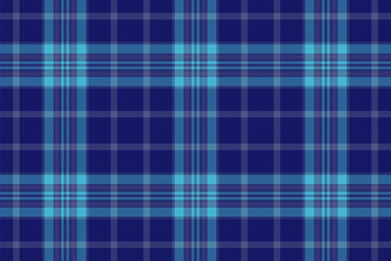 Machinery fabric plaid seamless, merry christmas pattern textile check. Endless background tartan texture vector in blue and cyan colors.