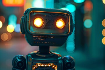 Futuristic Toy Robot with Lights