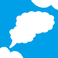 ちぎり絵のようにジワジワ滲んだラフなアウトラインの白い雲のようなフキダシ・フレームシリーズ。セリフや名札（ネーム）やワッペンに。ベクター素材