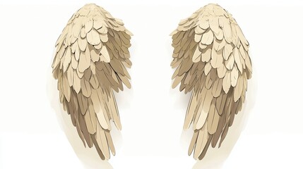 Fototapeta premium A pair of angel wings with symmetrical design is depicted in black outline on a white background