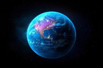 Obraz premium Pixel Art Earth at Night City Lights and Starry Background