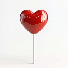Red heart-shaped lollipop on a stick
