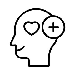 Mental health wellness icon vector graphic design with heart and plus sign in head illustration c