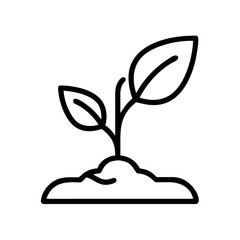 Planting seedling icon vector illustration of new plant growing in soil agriculture and gardening concept