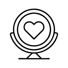 Heart in mirror vector icon illustration symbol of love and romance valentine s day design element 