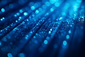 Glimmering Blue Lights in Abstract Digital Background with Depth