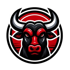 Red Bull Head Illustration in Mascot Style