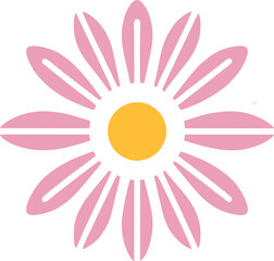 Beautiful Pink Daisy logo, This vibrant image features a stylized daisy with pink petals surrounding a bright yellow center. The flower's design has a clean and modern feel