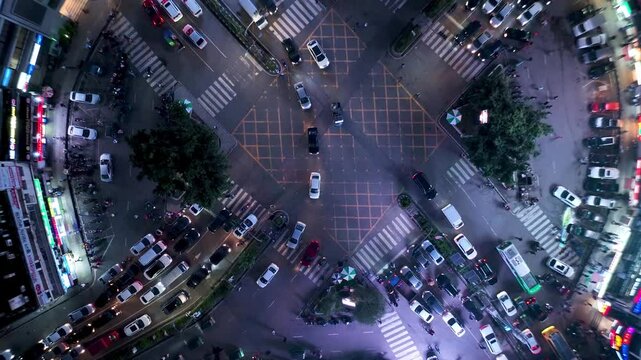High-Density Traffic at Gulshan Circle  Dhaka &ndash; Stunning Top-Down Aerial Video