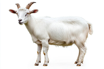 Fototapeta premium a goat with horns standing on a white surface