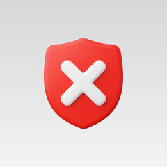 Obraz premium 3d Realistic Shield Close Security vector Illustration