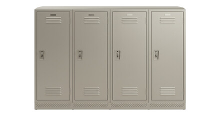 Isolated Row of Four Metal Lockers with Vents and Locks